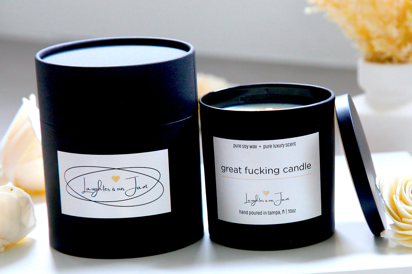 10 ounce matte black glass candle | great fucking candle